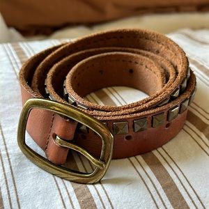 Be Low The Belt Adjustable Studded Cognac Leather Belt